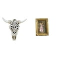 thumbnail image 1 of Escultura de pared de calavera,Estatua de resina con cabeza de vaca para decoración de pared y hogar,Marco de fotos,Soporte para marco de fotos de resina,colgador de tarjetas,Collage de fotos, 1 of 8