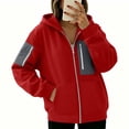 thumbnail image 6 of HomeDM Sweatshirt for Women Long Sleeve Full-Zip Hooded with Pocket Color Block Casual Outerwear, 6 of 8