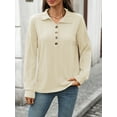 thumbnail image 3 of jinghuiyue Women Polo Shirts Long Sleeve Collared Button down Shirt V Neck Business Casual Pullover Tops M, 3 of 6