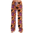 thumbnail image 6 of LHVUOA Womens Halloween Pajamas Pants Drawstring Stretch Cute Ghost Print Pjs Casual Plus Size Sleep Pants, 6 of 7