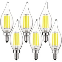 Luxrite 5W E12 Vintage Candelabra LED Dimmable Light Bulbs, 60W Equivalent 5000K Bright White, 550 Lumens, Flame Tip, 6-Pack