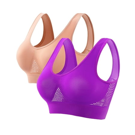 Juslio Minimizer Bras for Women Athletic Lightweight Vest Solid Yoga Bra