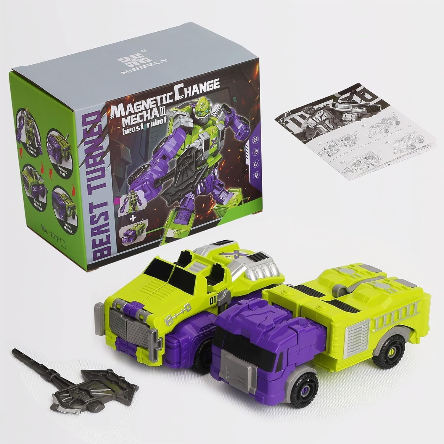 Miebely Toddler Robot Vehicles Set - 4pc 4-in-1 Transforming Robots for Kids - Magnetic Toys with Sturdy Connectors, Easy DIY Assembly - Educational Stem Toys for 3-6 Year Old Boys
