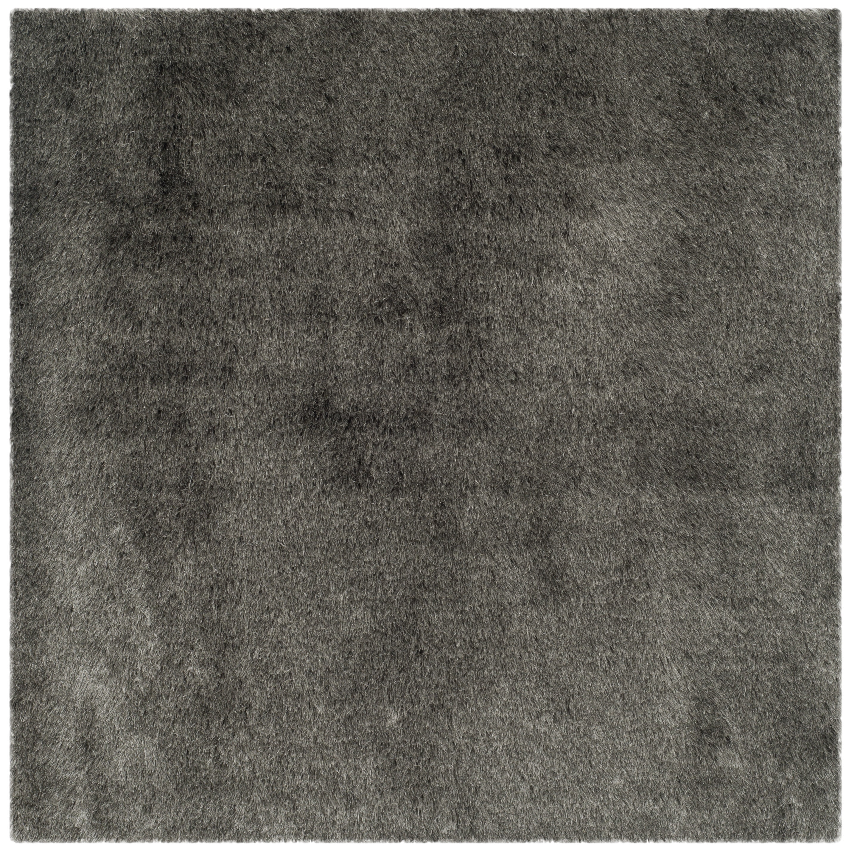 SAFAVIEH Paris Darwin Plush Polyester Shag Area Rug, Silver, 5' x 5' Square