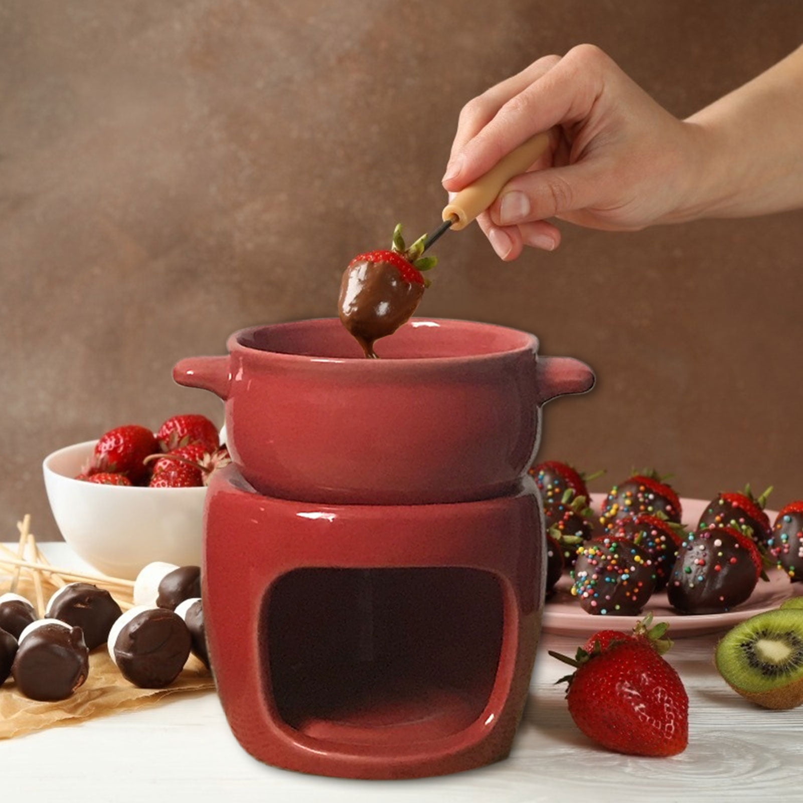 Premium Porcelain Melting Pot For Cheese Chocolate Easy To Clean And Store, Suitable For Parties Detachable Parts Ceramic Furnace Chocolate Cheese Fondue ADJJ Fondue Set Family Gatherings Premium Porcelain Melting Pot For Cheese Chocolate Easy To Clean And Store, Suitable For Parties Detachable Parts Ceramic Furnace Chocolate Cheese Fondue ADJJ Fondue Set Family Gatherings