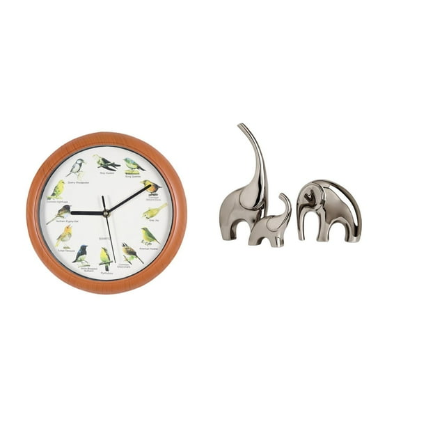 Reloj de pared,Reloj de pared con pájaro cantor Relojes de pared con pájaros,Relojes de pájaros con sonido Reloj decorativo que canta,Estatua de elefante,Estatuas de elefantes de
