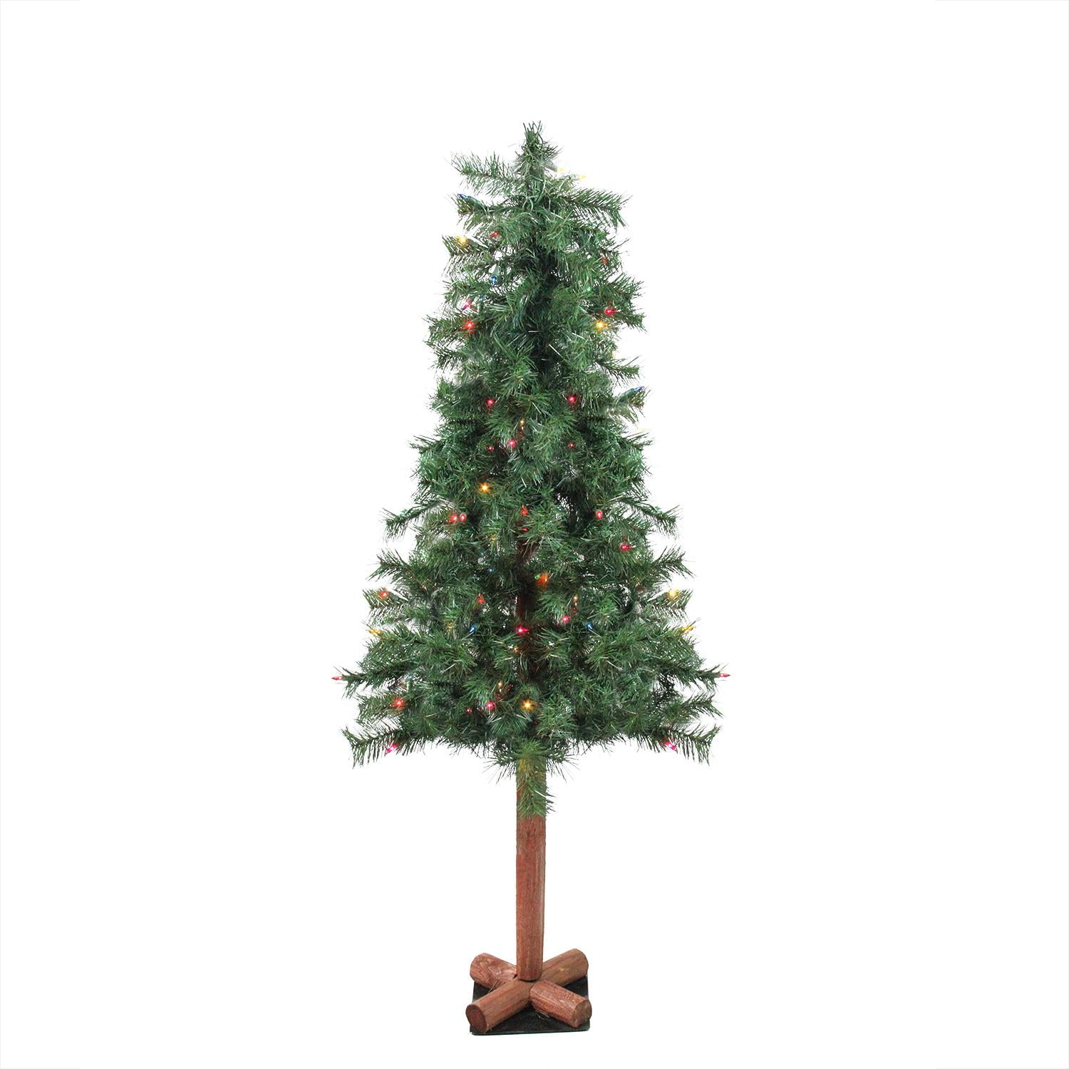 7' Pre-Lit Woodland Alpine Artificial Christmas Tree ...