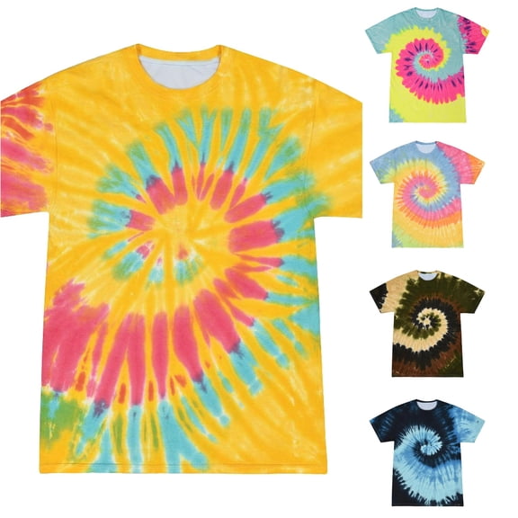 Gunia Mens Big And Tall Shirts Tie Dye 3D Graphic Fashion Tops Mens T Shirt Yellow 2Xl