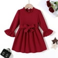 thumbnail image 2 of Younger Tree Baby Girl Fall Winter Dress Christmas Red Long Sleeve Turtleneck Vintage Knit Sweater Dress Little Girl Dresses Skirt Outfit Set for 4-5T, 2 of 5