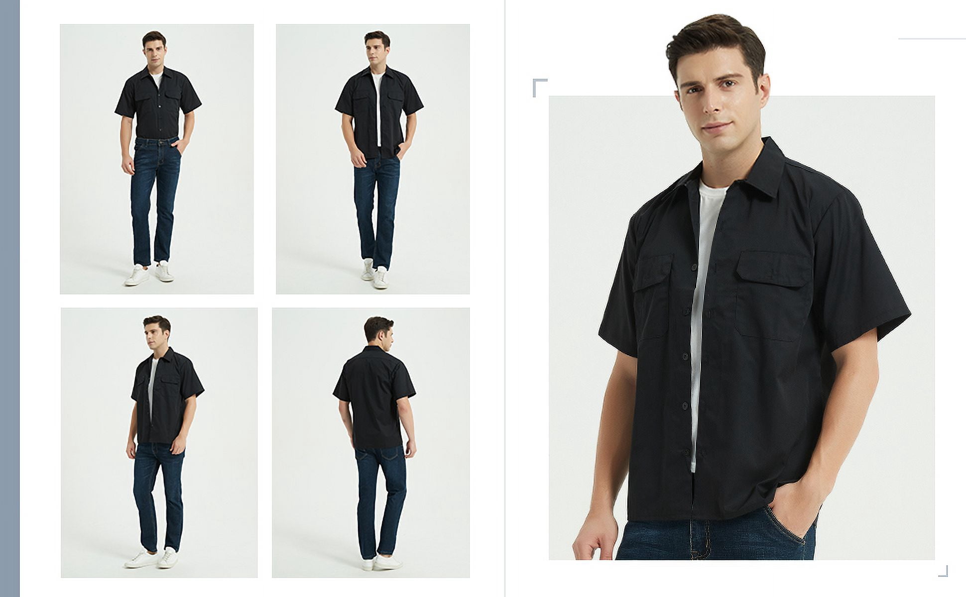 Toptie Short-Sleeve Work Shirt Straight Collar Utility Uniform