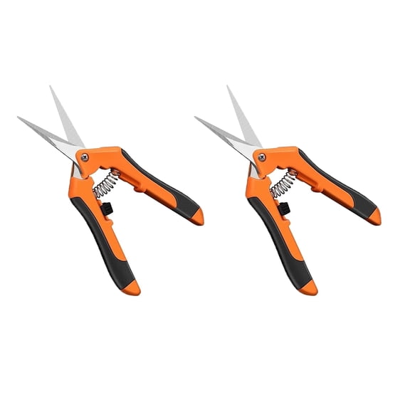 COREBAY 6.5-inch Handheld Gardening Scissors, Pruning Shears 2-Piece Pack, Straight-Edge Stainless Steel Blade Gardening Scissors Trimming, Orange, Ideal for Garden Trimming, Harvesting & Pruning.