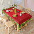 thumbnail image 5 of Meery Christmas Rectangle Tablecloth Xmas Trees Green & Red Tableclothes 60x102inch Polyester Happy Holiday Washable Foldable and Durable Table Covers for Dining Table Buffet Parties and Camping, 5 of 5