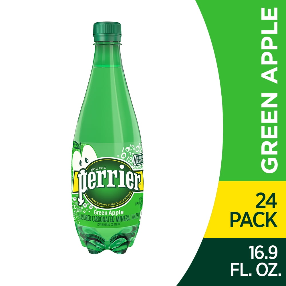 Perrier Green Apple Flavored Carbonated Mineral Water, 16.9 fl oz. Plastic Bottles (24 Count