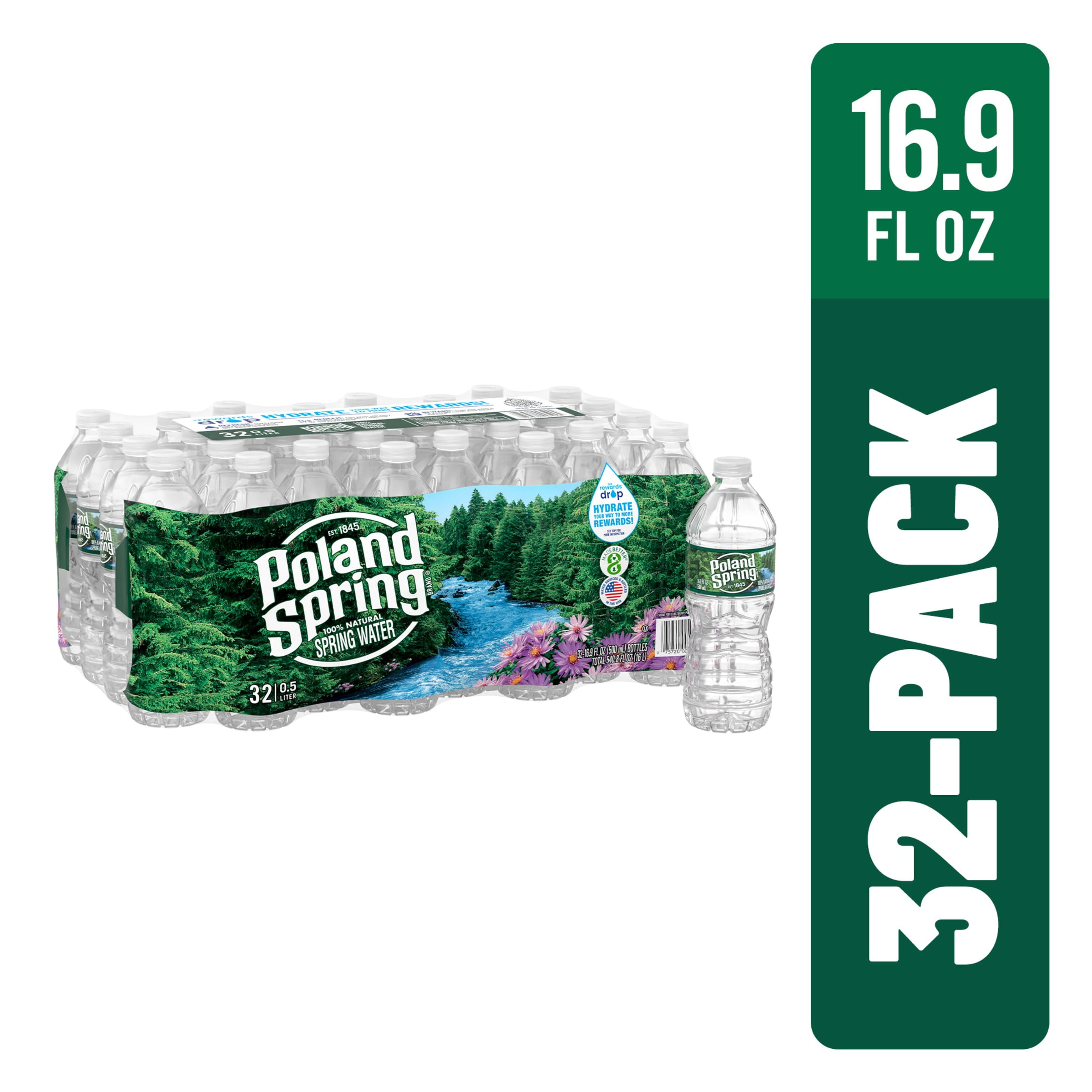 POLAND SPRING Brand 100 Natural Spring Water, 16.9ounce plastic