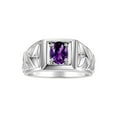 thumbnail image 1 of RYLOS Men's Rings Sterling Silver Rings Designer Weave Band 7X5MM Oval Gemstone &  Diamond Ring Amethyst February Birthstone Rings For Men Size 13, 1 of 6