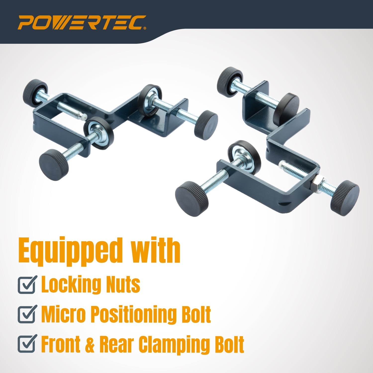 POWERTEC 2PK Drawer Front Installation Clamps, Cabinet Installation Clamps, Adjustable Drawer Fixing Clamp, Drawer Face Mounting Clamps, Easy and Fast Cabinet Assembly Clamps for Woodworking (71181)