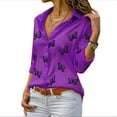 thumbnail image 2 of Babysbule Women's Summer Tops Womens Fashion Casual Long Sleeve Print Button V-Neck T-Shirts Tops Blouse, 2 of 9