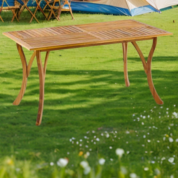 Patio Table, Outdoor Dining Table, Garden Table, Garden Furniture for Front Porch Deck Lawn Backyard Balcony Terrace, Solid Acacia Wood