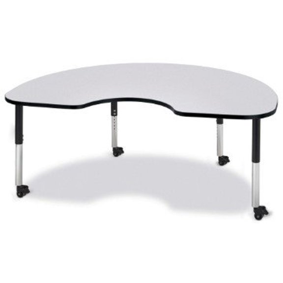 Kidney Activity Table - 48" X 72", Mobile - Freckled Gray/Black/Black