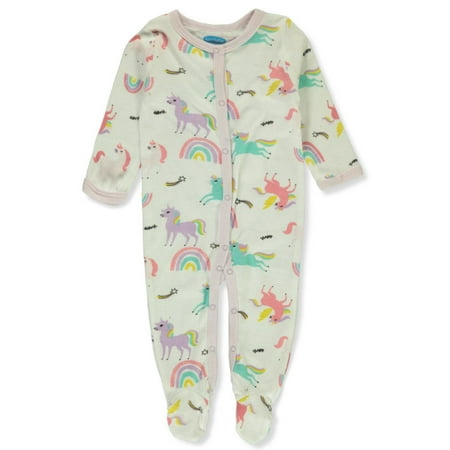 Bon Bebe Girls' L/S Unicorn Footed Coveralls - white/multi, 6 - 9 months (Newborn)