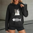 thumbnail image 2 of XIAOCHA Women's Fishbone Print Hoodie Oversized Long Sleeve Hooded Pullover Soft Casual Everyday Hoodies, 2 of 8