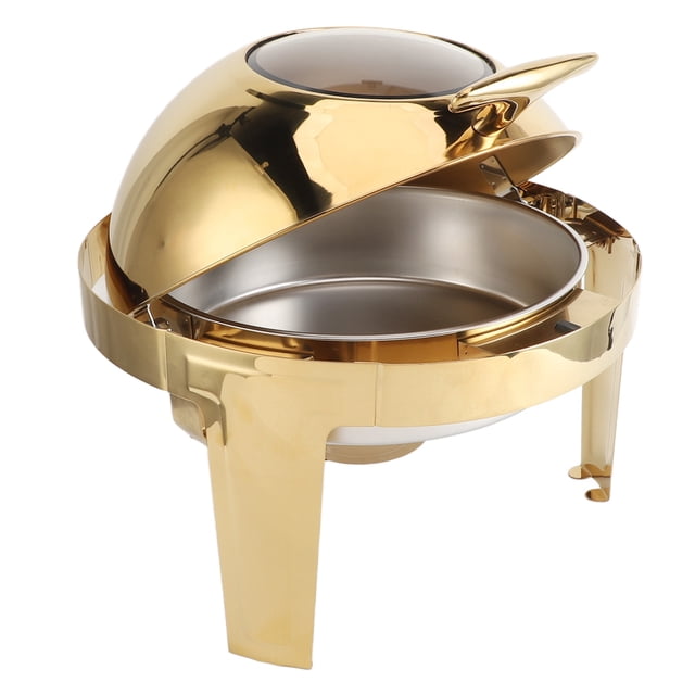 Ensemble de Buffets à Réchaud en Acier Inoxydable 6 L, Réchaud Rond à Alcool pour Traiteur avec Couvercle Visible, avec Poêle à Nourriture et à Eau pour Événement Fête Congé