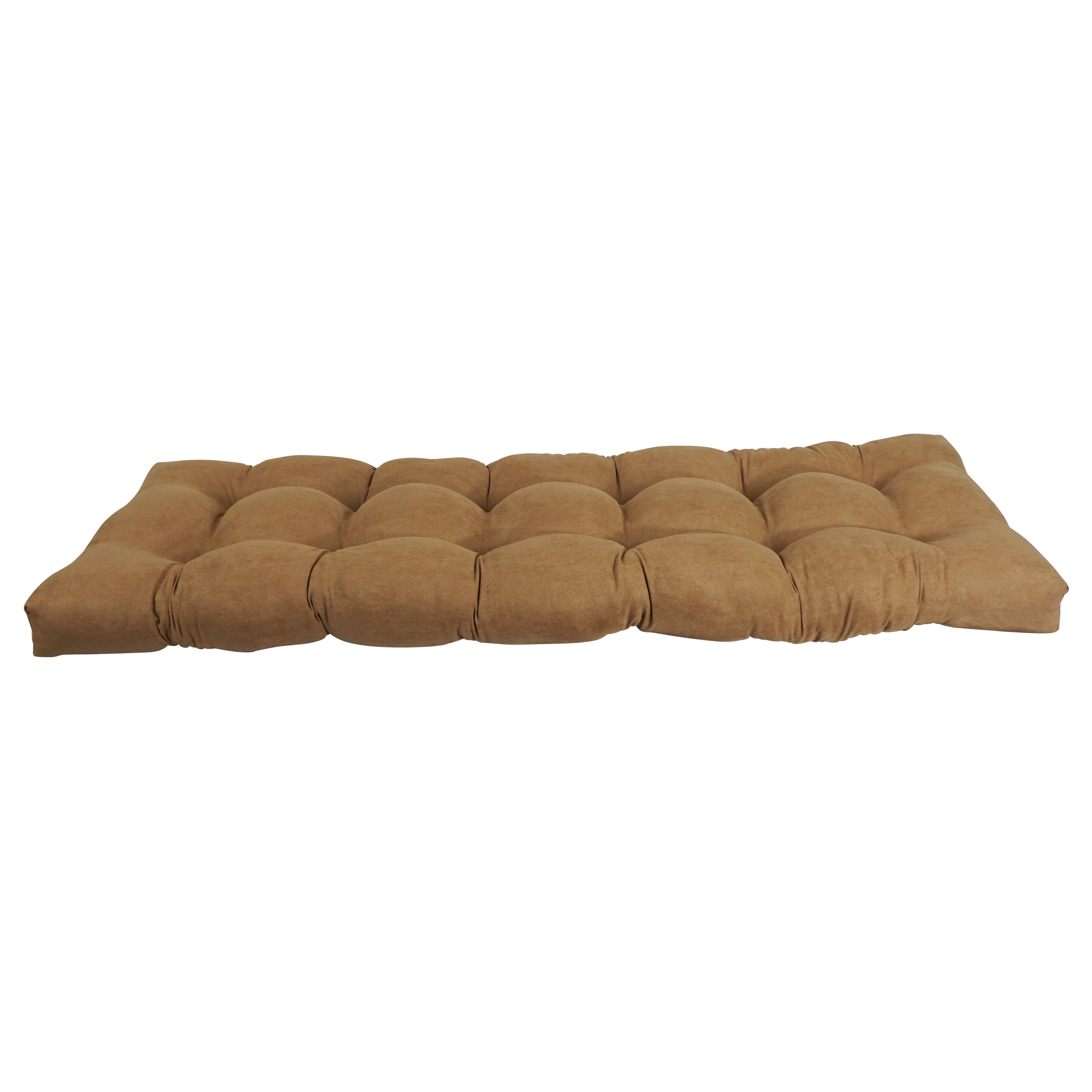 60-inch by 19-inch Tufted Solid Microsuede Bench Cushion Brown-Color