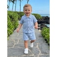 thumbnail image 5 of BemeyourBBs Toddler Baby Boy Summer Clothes 0 6 12 18 24 Months 2 3 4 Years Newborn Baby Boys Summer 2 Piece Outfits Short Sleeve Pocket Button Down Shirt and Shorts Set, 5 of 9
