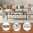 thumbnail image 5 of JOIVI 2-Tier Coffee Table with Storage Shelf and 3 Drawers, 46.3" Rectangular Center Table Wood Top for Living Room, 5 of 8