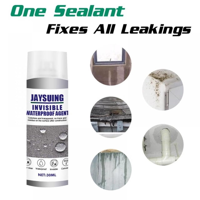 sellador savlot mighty impermeabilizante permeable para azulejos de baño y reparación de fugas en techos y paredes exteriores. Envase aerosol frontal blanco y gris con etiqueta ilustrativa y cinco círculos que muestran usos: filtraciones en ventanas, esquinas de azulejos, juntas de techo, tuberías y manchas de humedad en paredes; indicado para sellado de juntas y pequeñas grietas, forma capa impermeable en 24–48 horas.
