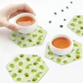thumbnail image 3 of KLL Drink Coasters Set Hexagon of 4,PU Leather Absorbent Coasters Set Decorative Coffee Cup Coasters Housewarming Gift for Home Decor-Avocado With Leaf And Flower, 3 of 5