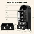 thumbnail image 2 of SLSY 71-inch Tall Arched Kitchen Locker with Glass Doors, Vintage Wooden Arched Cabinet, Luxurious Arched Bookshelf, 4 Shelves and 2 Drawers, Suitable for Kitchens, Dining Rooms, and Living Rooms ., 2 of 8