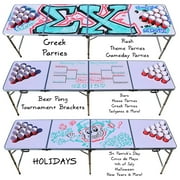 GoPong 8 Foot Portable Folding Pong Tailgate Game Table with 6 Balls, Dry Erase