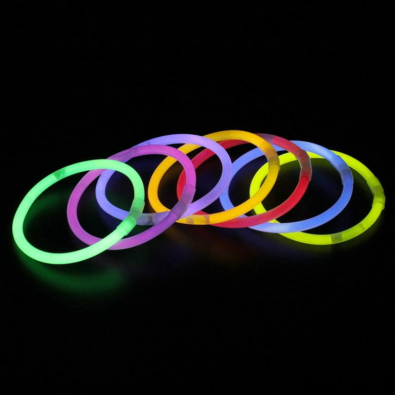 Trimming Shop Premium Glow Sticks with Connectors to Make Neon Necklace Wrist Band Bracelets, Mixed Color Light Sticks for Kids Party Supplies