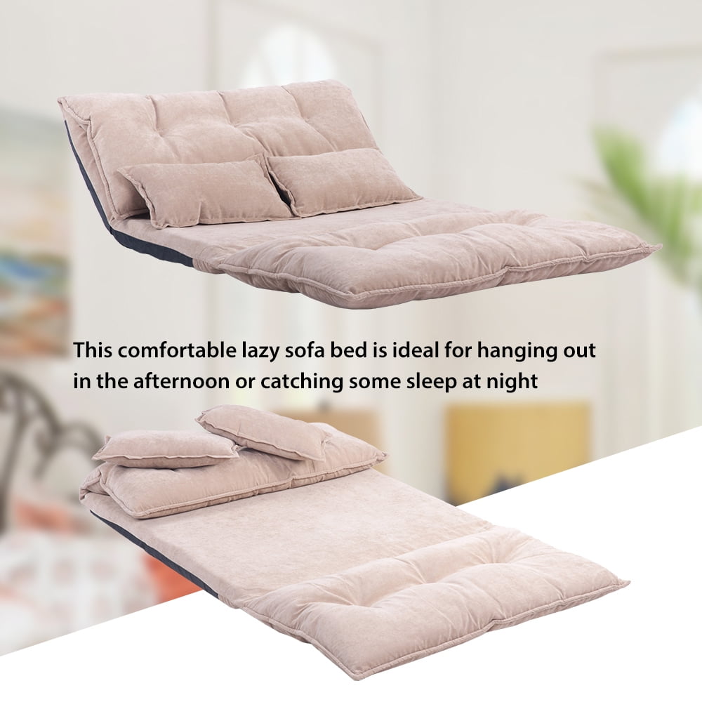 Kepooman Modern Adjustable Foldable Sofa Bed with Two Pillows, Beige Kepooman Modern Adjustable Foldable Sofa Bed with Two Pillows, Beige