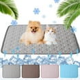 thumbnail image 1 of Alfombrilla refrescante de seda Summer Ice para perros y gatos - Manta para mascotas portátil y antideslizante lavable de 11.8x15.7 "- Almohadilla enfriadora de piso de sofá cama perrera - Azul gris, 1 of 7