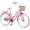 Pink, variant on 24 inch Cruiser Bike Single Speed Dual Brake with Woven Basket Steel Frame for 10+ Peachy