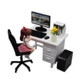 thumbnail image 2 of Miniatura de mesa y silla de oficina, juguete de simulación, modelo educativo, juguete creativo para niños, decoración de casa de muñecas, simulación muñeca de flor blanca, 2 of 7
