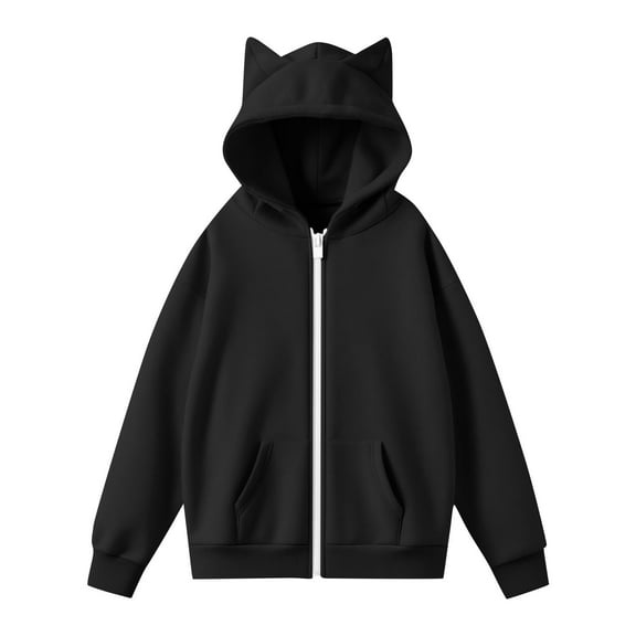 Y2K Cat-Ear Hoodie for Women 2025 - Oversized Y2K Preppy Sweatshirt Winter Fashion Drawstring Jacket with Pocket