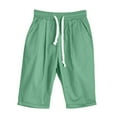 thumbnail image 7 of GEWSEY Women's Linen Capri Shorts Casual Baggy Knee Length 3/4 Pants Summer Drawstring Beach Pants Lounge Shorts with Pockets (Green, 4XL), 7 of 7
