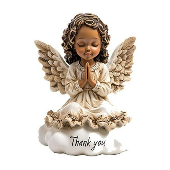 Czzoypi African American Figurines, 3.1 Inch Guardian Angel Figurines for Home Decoration, Hand Painted Praying Angel Statue for Godmother, Birthday, Wedding and Sister Gifts