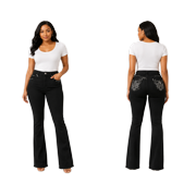 Jack David/H&Y Women's Rhinestone Bootcut Stretchy Denim Jeans Pants