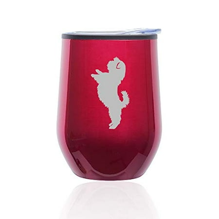 

Stemless Wine Tumbler Coffee Travel Mug Glass With Lid Shih Tzu Standing (Fuchsia)