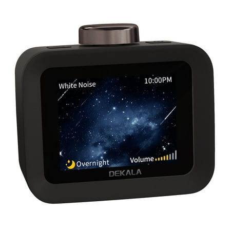 Dekala AuraDot 7-Day Programmable Loud Alarm Clock for Bedroom White Noise Sound Machine for Sleep Temperature Humidity Monitor, 30 Non-Loop Soothing Sounds, Timer/Play All Night, Black