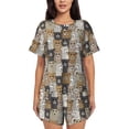 thumbnail image 1 of Fotbe Cartoon Bear Conjunto de Pijama Estampado para Mujer, 2 Piezas, Ropa de Dormir con Camiseta de Manga Corta y Shorts Suaves-4X-Large, 1 of 6