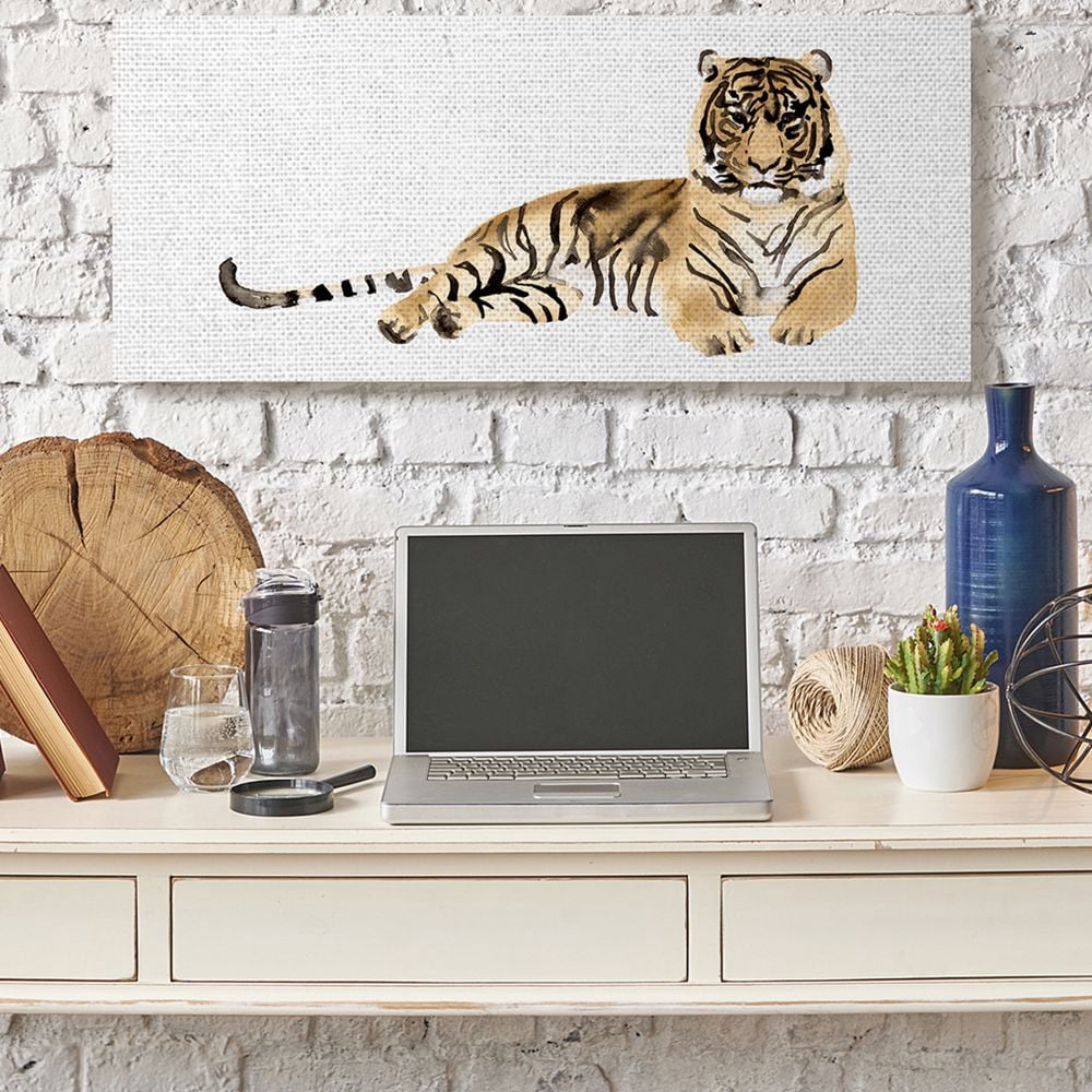Stupell Industries Tiger Resting Orange Ink Watercolor Painting Canvas Wall Art by Victoria Borges