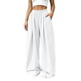 thumbnail image 6 of Atkumj Wide Leg Sweatpants Women with Side Pockets Elastic Waist Loose Pants Casual Solid Color Palazzo Pants for Women for Fall Winter L, 6 of 10