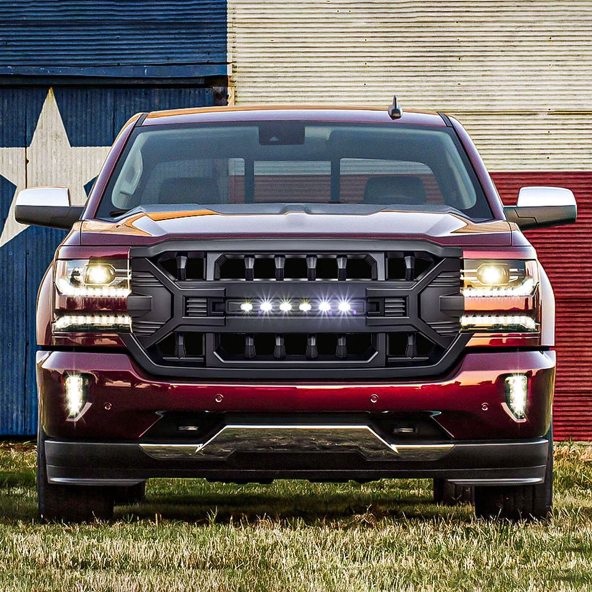 AMERICAN MODIFIED Armor Grille for 2016-2019 Silverado 1500, Matte Black