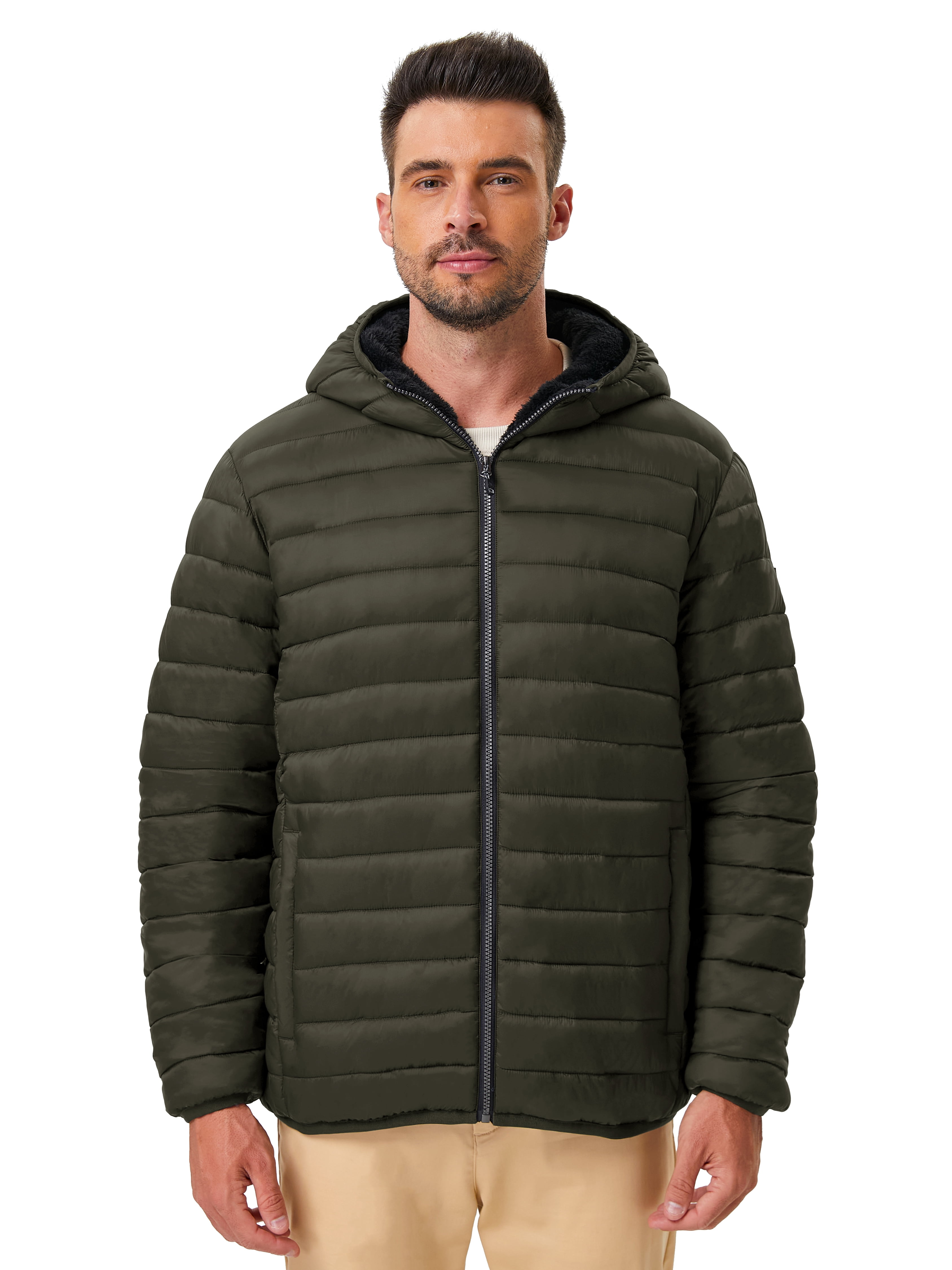 Hawke & Co Men's High Pile Fleece Lined Puffer Jacket, Sizes S-2XL