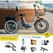 Addmotor M330II Electric Tricycle, 85 MI Long Range, 750W 48V 20AH Step-Thru Electric Trike, 3 Wheel Fat Tire Electric Bicycle for Adults with Front & Rear Basket, Red